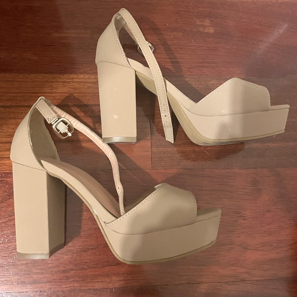 Cute tan block heels
